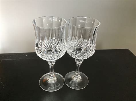 Vintage Cristal Darques Durand Longchamp French White Wine Glasses Full