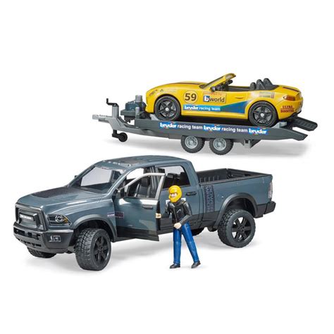 Bruder Ram 2500 Power Wagon With Bruder Roadster Figure And Trailer