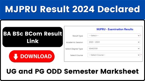 MJPRU Result 2024 Declared At Mjpruiums In UG And PG ODD Semester