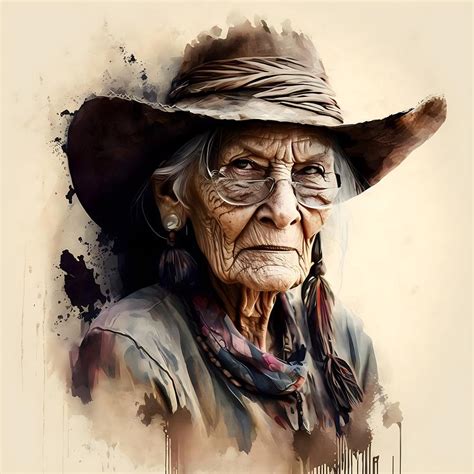 Wild West old woman no.6 Painting by Draszyr R - Pixels