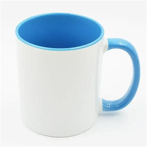 Ml White And Blue Plain Sublimation Inner Handle Mug At Rs Piece