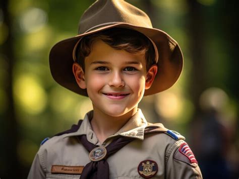 A Happy Boy Scout In Uniform Premium Ai Generated Image