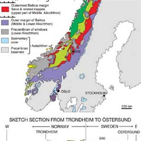 Tectonostratigraphic Map Of The Scandinavian Caledonides And Sketch