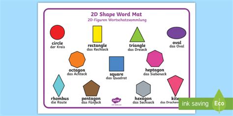 D Shape Word Mat English German Teacher Made