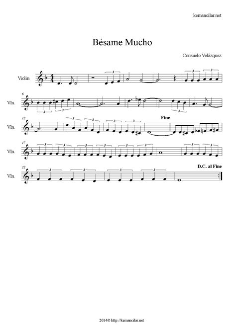 Besame Mucho Violin Sheet Music Free Sheet Music