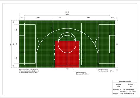 Terrain Multisports Basketball Football Volleyball 10x20m Terrain