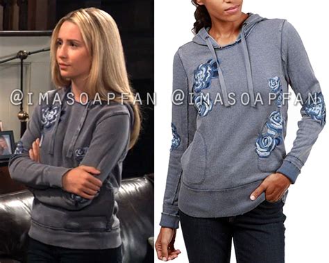 Josslyn Jackss Embroidered Grey And Blue Floral Hooded Sweatshirt