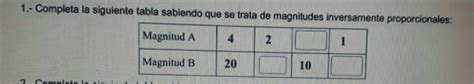 Solved 1 Completa La Siguiente Tabla Sabiendo Que Se Trata De