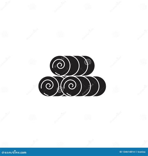 Round Hay Bale Black Vector Concept Icon. Round Hay Bale Flat Illustration, Sign Stock Vector ...