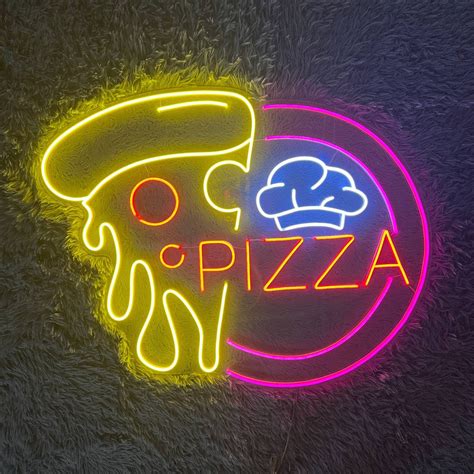 Pizza Led Sign Pizza Slice Led Sign Wall Decor Shop Neon Etsy