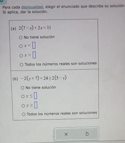 Solved Para Cada Desigualdad Elegir El Enunciado Que Describe Su