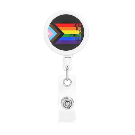 Progress Pride Flag Rainbow Gay Lesbian Transgender Bisexual Lgbtq Badge Reel Retractable Badge
