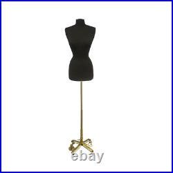 Female Dress Form Pinnable Black Mannequin Torso Size 2 4 With Gold