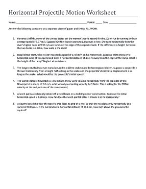 Particle Motion In Two Dimensions Model Worksheet Projectile