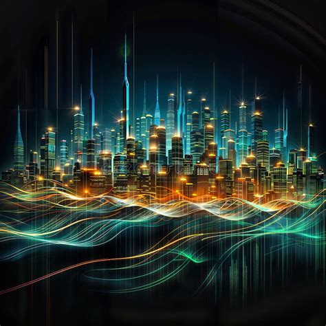 Abstract Night City Background With Lights And Buildings Vector