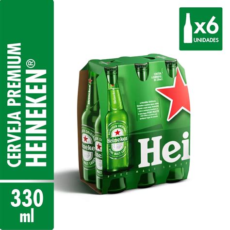 Cerveja Heineken Pilsen LONG NECK Pack 6 Unidades Faz A Boa