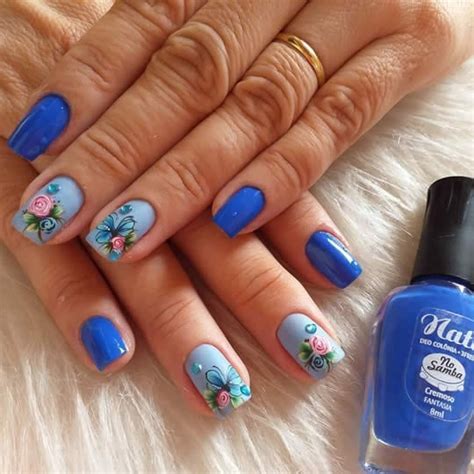 Unhas Decoradas Azul 48 modelos dicas e passo a passo Nati Cosmética