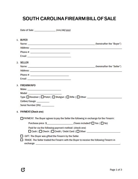 Free South Carolina Bill Of Sale Forms 5 Pdf Word Rtf