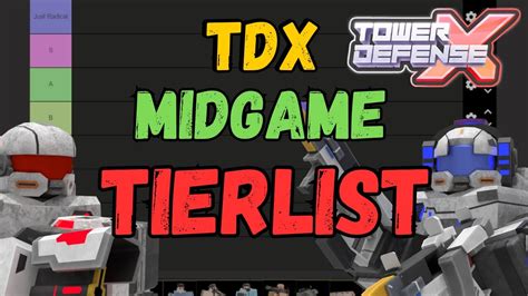 The Complete Tdx Mid Game Tier List Roblox Tower Defense X Youtube