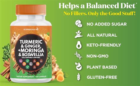 Turmeric Moringa Supplement Ginger Boswellia Saffron Holy Basil Joint Support