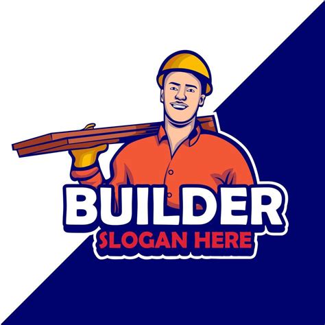 Builder Mascot Character Logo Design 13022342 Vector Art At Vecteezy