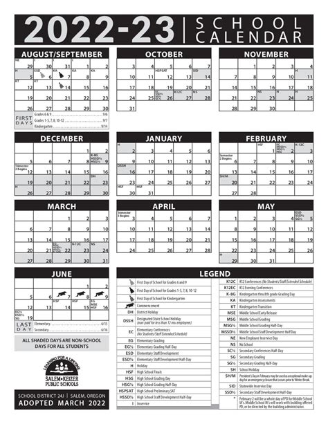 Salem Keizer School District Calendar 2022-2023 & Holidays