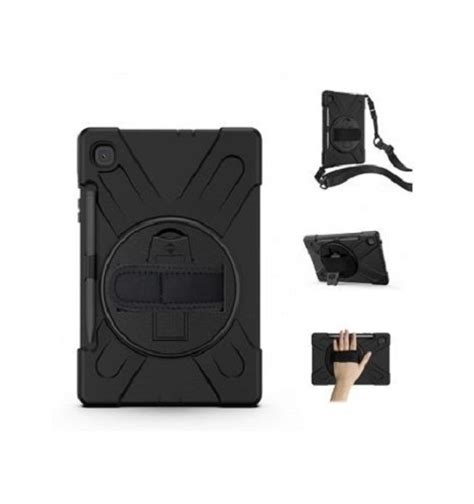 Samsung Galaxy Tab S6 Lite Rugged Black Case Shockproof Dustproof 360 Rotatable Hand Strap