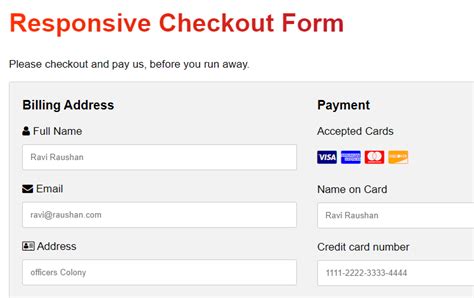 Responsive Checkout Form GoSnippets