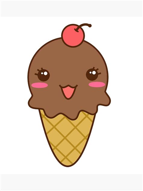 Cute Kawaii Chocolate Ice Cream Poster For Sale By Vangogh