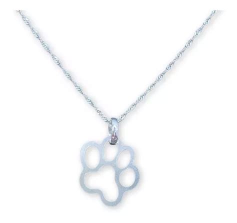 Collar Patita Huella Mascota Gato Perro Plata 925 Caja Cuotas Sin