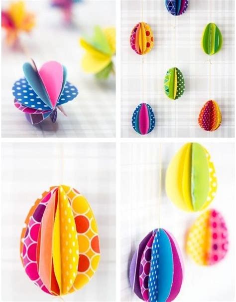 ostereier papier bunt basteln zum hängen girlande Easter crafts