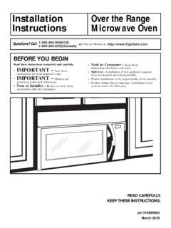 Installation Over the Range Instructions Microwave Oven / installation ...