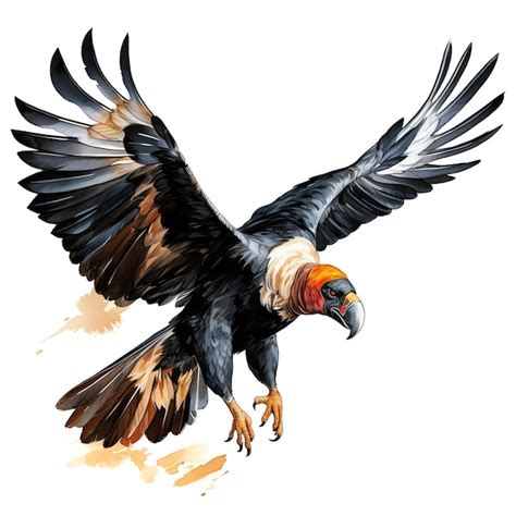 Premium Ai Image Cute California Condor In Flight Bird Watercolor