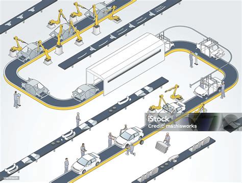 Auto Assembly Line Illustration Stock Illustration Download Image Now Car Isometric