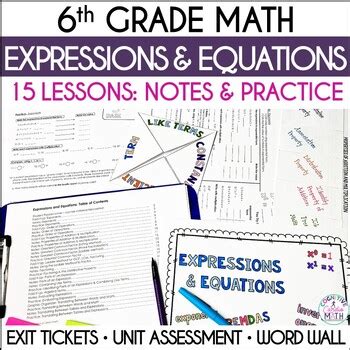 Th Grade Math Expressions And Equations Unit Editable Tpt