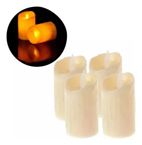 Velas Luz Led Ambar Pabilo Movimiento Decoraci N Cm Meses Sin Inter S