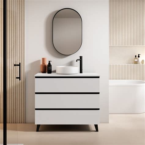 Mueble de Baño GRANADA 60 con 3 cajones y lavabo sobre encimera