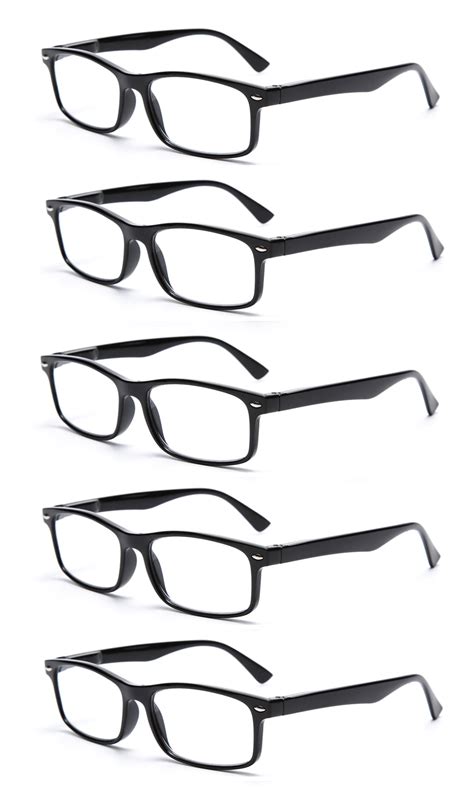 Eye Zoom 5 Pack Unisex Rectangular Vintage Plastic Frame Reading