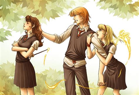 Download Harry Potter Anime Hermione Ron And Lavender Wallpaper