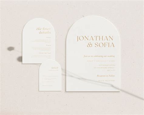 Custom Wedding Invitation Template Canva Arch Shaped Minimalist