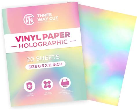 Papel adhesivo de vinilo holográfico 20 hojas de 8 5 x 11 pulgadas