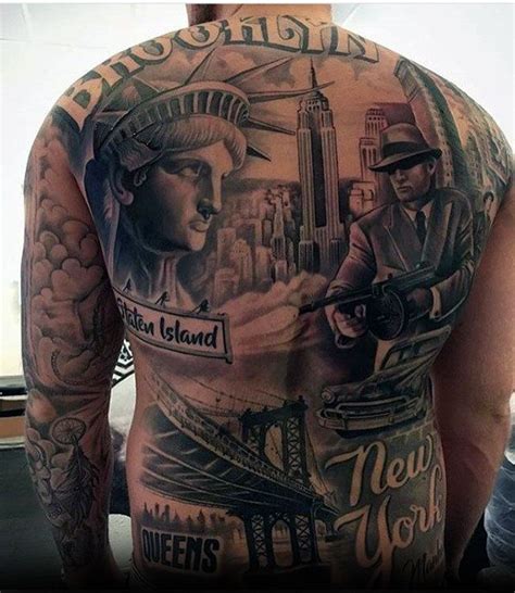 243 Cool Full Back Tattoos for Men | Back tattoos for guys, New york ...