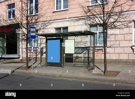 The Bus Stop In The Center Of The Old European City Landscape Sunny