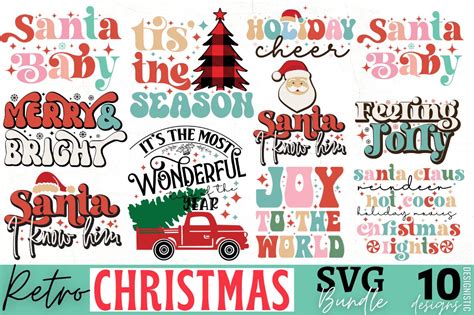 Retro Christmas Svg Bundle Creative Market