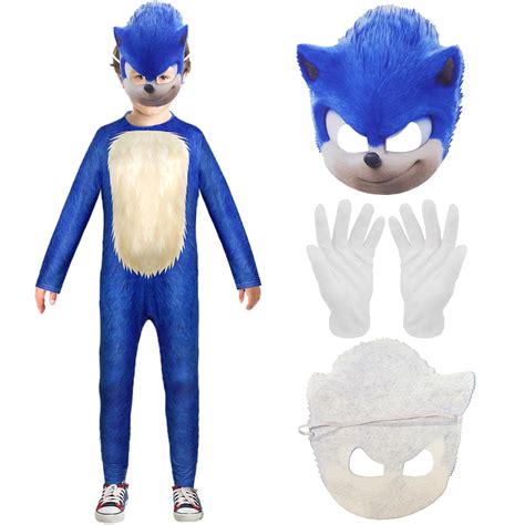 Buy Sonic Costume Kids, Sonic the Hedgehog Costume with Gloves,Carnival ...