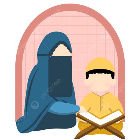 Al Quran Clipart Transparent Background Muslimah With Hijab Reading Al