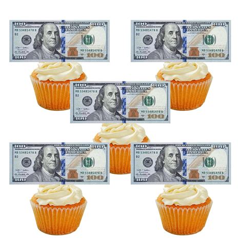 Buy Edible Money Cake Topper 30pcs Edible 100 Dollar Bill Cake Cupcake