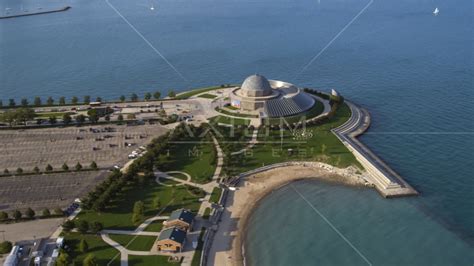 Adler Planetarium And Downtown Chicago Skyline Seen From Lake Michigan