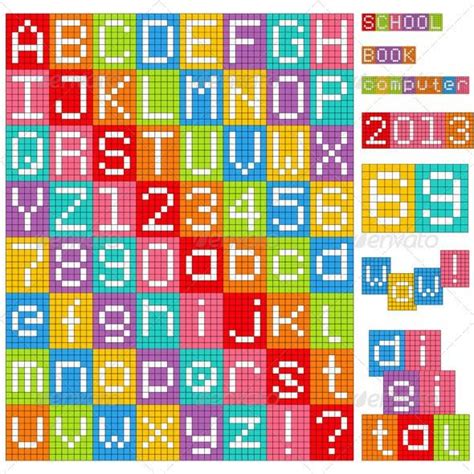 Pixel Alphabet - Decorative Symbols Decorative Motifs Perler, Loom ...