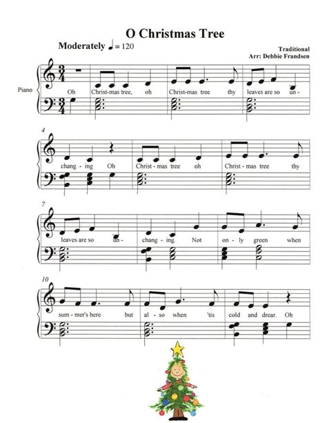 Sheet Music With Christmas Tree On It